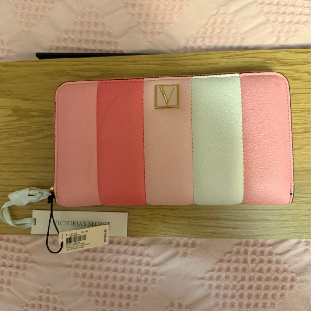 Victoria's Secret Pink and White Striped Clutch
